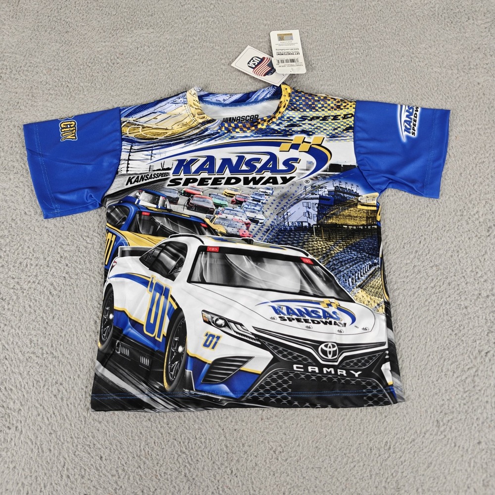 Kansas Speedway Shirt Youth XS NASCAR Racing Kansas City Moisture Wicking Polyes